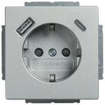 Busch-Jaeger 20 EUCB2USBAC-83 SCHUKO&reg; USB-Steckdose, A/C future&reg; linear, Alusilber