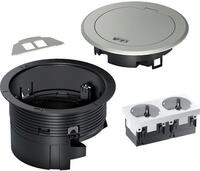 Hager BSR02D01 Installationsdose R02, 2x SCHUKO, Keystone Typ 01 2-f, Metall