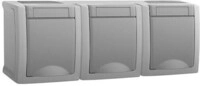 HHG 90591498-DE Schuko Steckdose 3fach waagrecht, Pacific, Grau