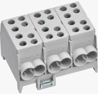 Hager KH35L3 Hauptleitungsabzweigklemme 3polig, 2x35mm&sup2;-2x25mm&sup2; je Pol, IP20,