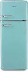 DOMO DO91705R Stand Retro K&uuml;hl-Gefrierkombination, 54,5 cm breit, 206 L, blau