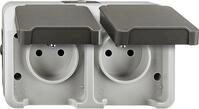 Merten MEG2520-8029 Doppelsteckdose mit Schutzkontaktstift, Aquastar,