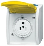 Busch-Jaeger 3015 EWN-53 Busch-Nema-Steckdose mit gelbem Klappdeckel, Ocean IP44,
