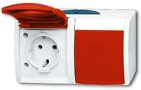 Busch-Jaeger 20/2 EW/DVN-53 SCHUKO&reg; Steckdose 2-fach, mit roten Klappdeckeln,