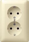 Gira 0780 01 SCHUKO-Doppelsteckdose 16 A 250 V~ mit angeformtem Abdeckrahmen Standard