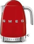 Smeg KLF04RDEU 50s Style Wasserkocher, 2400W, 1,7 L, 7 Temperaturstufen, rot