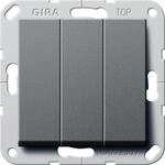 Tastschalter Taster 3fach, 1polig, 10 A 250 V~, System 55, Anthrazit, Gira 284428