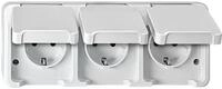 Merten MEG2390-8019 SCHUKO-Dreifach-Steckdose, Aquastar, 16 A, AC 250 V, waagerecht