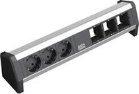 Bachmann DESK Steckdosenleistung, 3xSchuko, 2xABD, 16A/230 V&sim;, aluminium (902.002)