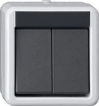 Gira 516130 Taster BA 2fach 1 Punkt WG Aufputz Grau