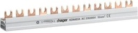 Hager KDN463A Phasenschiene, 4-polig, 63A, Gabel, 10mm&sup2;, 12 Module, L&auml;nge 210mm