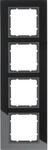 Berker 10146616 Glasrahmen, 4fach, B.7, Glas schwarz/anthrazit matt