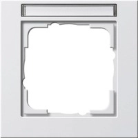 Abdeckrahmen 1fach, bruchsicher, beschriftbar, spr&uuml;hnebeldicht, Reinwei&szlig; Gl&auml;nzend,