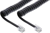 InLine Spiralkabel, RJ10 Stecker / Stecker, schwarz, 1:1 belegt, max. 4m (18895A)