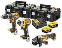 Dewalt Akku-Kombopack, Schlagbohrschrauber, Schlagschrauber, Winkelschleifer, 18V,