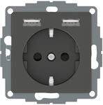 Merten MEG2366-0414 Schuko-Steckdosen-Einsatz mit USB Ladeger&auml;t 2,4 A, System M,