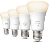 Philips Hue E27 Lampe, Viererpack, A60, 9W, 800lm, 2700K (929001821625)