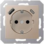 Jung A1520-15CACH SCHUKO Steckdose mit USB-Ladeger&auml;t, Serie A/AS, champagner