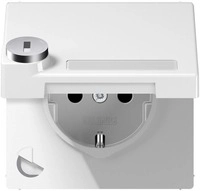 Jung LS 1520 NAKLSL WW SCHUKO-Steckdose, Safety+, Klappdeckel, mit Schriftfeld,