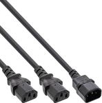 InLine Netz-Y-Kabel, Kaltger&auml;te, 1x IEC-C14 auf 2x IEC-C13, 1m (16657J)