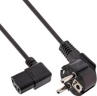 InLine Netzkabel, Schutzk. gew. / Kaltger&auml;test. C13 links abgew., schwarz, 1,8m