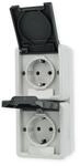 Gira 478030 SCHUKO-Doppelsteckdose 16 A 250 V~ senkrecht mit Klappdeckel WG AP, Grau
