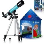Bresser Junior 8850620 - Teleskop 50/360 mit Zelt Kinderteleskop Linsenteleskop STEM