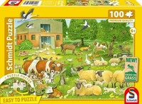 Schmidt Spiele Schmidt 56528 - Tierfamilien auf dem Bauernhof Kinderpuzzle mit Poster