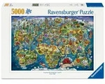 Erwachsenenpuzzle 5000 Teile - Weltkarte mit Sehensw&uuml;rdigkeiten / Ravensburger