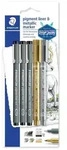 STAEDTLER Fineliner pigment liner 308 + 2 metallic pen 5er Set / STAEDTLER / Bei