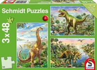 Schmidt Spiele Abenteuer mit den Dinosauriern. 3 x 48 Teile Puzzle