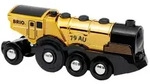 BRIO World 33630 Goldene Batterielok mit Licht und Sound - Mit Auskoppel-Funktion zur