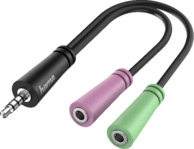 HAMA 4pol. 3.5-mm-Klinke-Stecker auf 2x 3pol. 3.5-mm-Klinke-Buchse, Audio-Adapter,