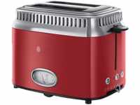 RUSSELL HOBBS 21680-56 Retro Ribbon Red Toaster Rot/Edelstahl (1300 Watt, Schlitze: