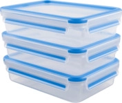 EMSA 515645 Clip&Close 3-tlg. Frischhaltedose Blau/Transparent