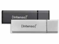 INTENSO Alu Line 2x USB-Stick, 32 GB, 28,00 MB/s, Silber/Anthrazit