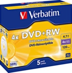 VERBATIM 43229 DVD+RW 4X Rohling 5er Jewelcase