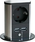 Elevator USB, Versenkbares Steckdosenelement, edelstahlfarbig