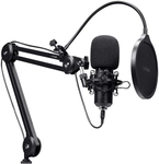 Trust GXT 270 Emita II+ Streaming Mikrofon, Schwarz, 16 mm Kondensator, 2,5 m USB-A