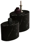 SalesFever Couchtisch, oval, in Marmoroptik - schwarz
