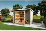 KARIBU Gartenhaus, Au&szlig;enma&szlig; (BxHxT): 300 x 196,5 x 186,5 cm, terragrau