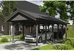 SKANHOLZ Carport &raquo;Wallgau&laquo;, BxT: 380 x 900 cm, Firsth&ouml;he: 313 cm, lasiert - grau