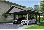 SKANHOLZ Carport &raquo;Wallgau&laquo;, BxT: 620 x 600 cm, Firsth&ouml;he: 354 cm, lasiert - grau