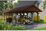 SKANHOLZ Carport &raquo;Wallgau&laquo;, BxT: 430 x 900 cm, Firsth&ouml;he: 326 cm, lasiert - braun