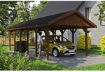 SKANHOLZ Carport &raquo;Wallgau&laquo;, BxT: 430 x 900 cm, Firsth&ouml;he: 326 cm, lasiert - braun