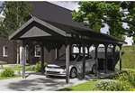 SKANHOLZ Carport &raquo;Wallgau&laquo;, BxT: 380 x 900 cm, Firsth&ouml;he: 313 cm, lasiert - grau