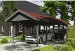 SKANHOLZ Carport &raquo;Wallgau&laquo;, BxT: 380 x 900 cm, Firsth&ouml;he: 313 cm, lasiert - grau