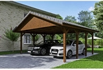 SKANHOLZ Carport &raquo;Wallgau&laquo;, BxT: 620 x 600 cm, Firsth&ouml;he: 354 cm, lasiert - braun