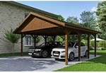 SKANHOLZ Carport &raquo;Wallgau&laquo;, BxT: 620 x 600 cm, Firsth&ouml;he: 354 cm, lasiert - braun