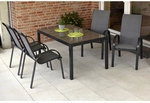 MERXX Gartenm&ouml;belset &raquo;Amalfi&laquo;, 5-tlg., stapelbar, Aluminium/Textil - grau